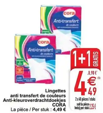 Cora Lingettes anti transfert de couleurs anti-kleuroverdrachtdoekjes cora aanbieding
