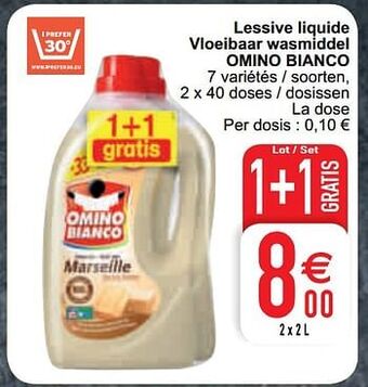 Cora Lessive liquide vloeibaar wasmiddel omino bianco aanbieding