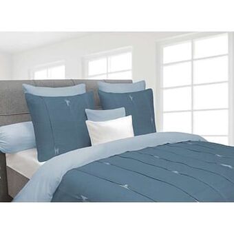 Leen Bakker Heckett & Lane dekbedovertrek Hopper - blauw - 140x220 cm - Leen Bakker aanbieding