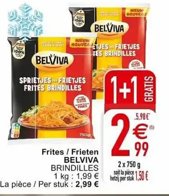 Cora Frites / frieten belviva 2 x 750g aanbieding