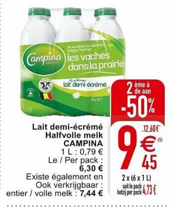 Cora Lait demi-ecreme halfvolle melk campina aanbieding