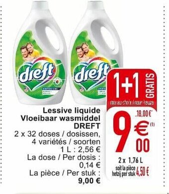Cora Lessive liquide vloeibaar wasmiddel dreft aanbieding