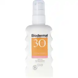 Albert Heijn Biodermal Gevoelige huid zonnespray spf30 aanbieding