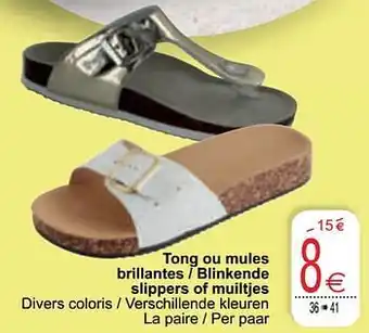 Cora Tong ou mules brillantes - blinkende slippers of muiltjes aanbieding