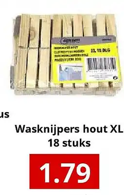 NH Market Wasknijpers hout XL18 stuks aanbieding