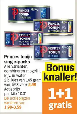 Albert Heijn Princes tonijn single-packs aanbieding