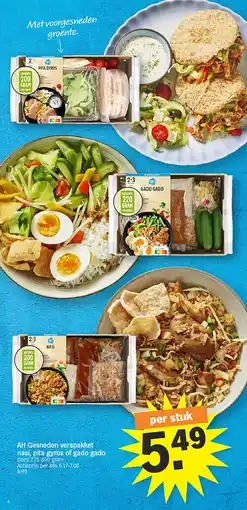 Albert Heijn AH Gesneden verspakket nasi, pita gyros of gado gado aanbieding