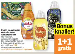 Albert Heijn Robijn wasmiddelen en Collections wasverzachters aanbieding