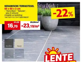 KERAMISCHE TERRASTEGEL 60 x 60 x 2 cm