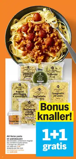 Albert Heijn AH Verse pasta en pastasauzen aanbieding