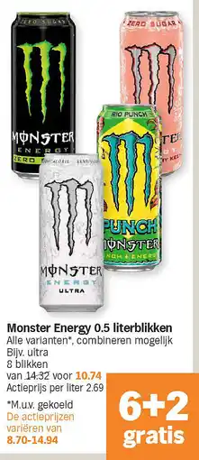 Albert Heijn Monster Energy 0.5 literblikken aanbieding
