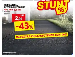 Hubo TERRASTEGEL BETON DONKERGRIJS 40 x 40 x 3,9 cm aanbieding