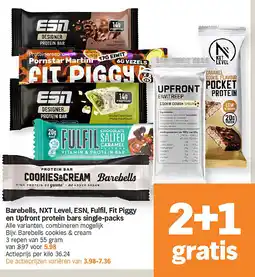 Albert Heijn Barebells, NXT Level, ESN, Fulfil, Fit Piggy en Upfront protein bars single-packs aanbieding