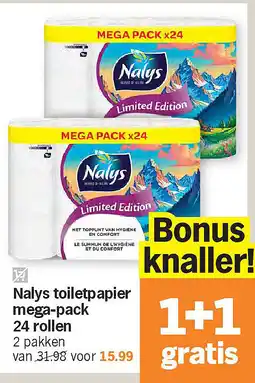 Albert Heijn Nalys toiletpapier mega-pack 24 rollen aanbieding
