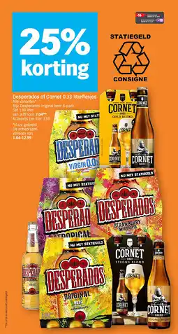 Albert Heijn Desperados of Cornet 0.33 literflesjes aanbieding