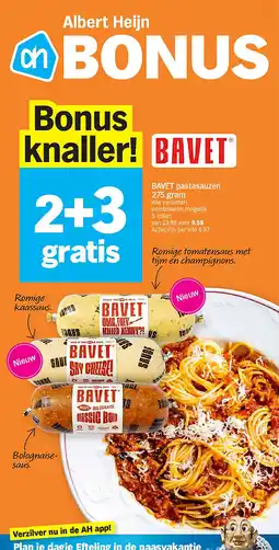 Albert Heijn BAVET pastasauzen 275 gram aanbieding