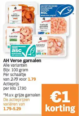 Albert Heijn AH Verse garnalen aanbieding