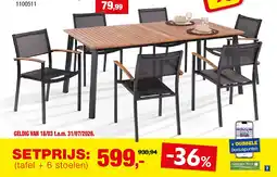 Hubo tafel + 6 stoelen aanbieding