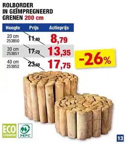 Hubo ROLBORDER IN GEÏMPREGNEERD GRENEN 200 cm aanbieding