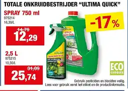 Hubo TOTALE ONKRUIDBESTRIJDER “ULTIMA QUICK” SPRAY 750 ml aanbieding