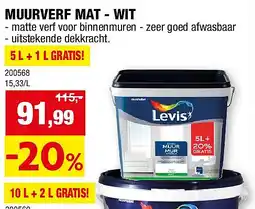 Hubo MUURVERF MAT - WIT 5 L + 1 L GRATIS! aanbieding