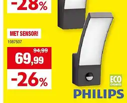 Hubo BUITENWANDLAMP “SPLAY” 800 lm MET SENSOR! aanbieding