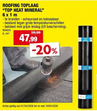 Hubo ROOFING TOPLAAG “TOP HEAT MINERAL” 6 x 1 m aanbieding