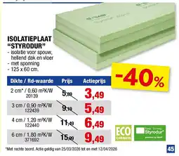 Hubo ISOLATIEPLAAT “STYRODUR” aanbieding