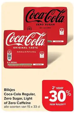 Carrefour Blikjes Coca-Cola Regular, Zero Sugar, Light of Zero Caffeine aanbieding
