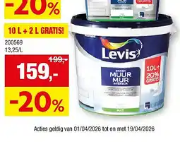 Hubo MUURVERF MAT - WIT 10 L + 2 L GRATIS! aanbieding