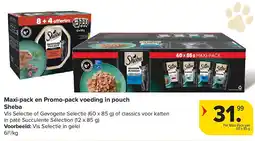 Carrefour Maxi-pack en Promo-pack voeding in pouch Sheba aanbieding