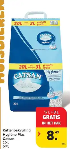 Carrefour Kattenbakvulling Hygiëne Plus Catsan aanbieding