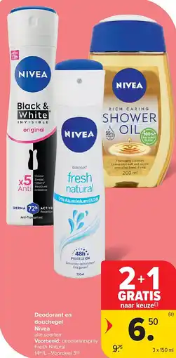 Carrefour Deodorant en douchegel Nivea aanbieding