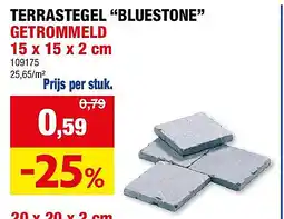 Hubo TERRASTEGEL “BLUESTONE” GETROMMELD 15 x 15 x 2 cm aanbieding