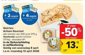 Carrefour Quiches Artisan Gourmet aanbieding