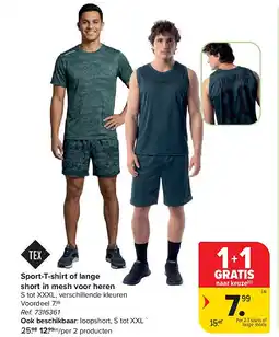Carrefour Sport-T-shirt of lange short in mesh voor heren aanbieding
