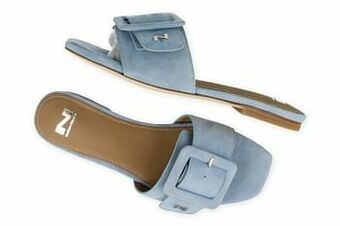 Berca Shoes Nathan-Baume Slipper Dames Volledig Leder - Lichtblauw aanbieding
