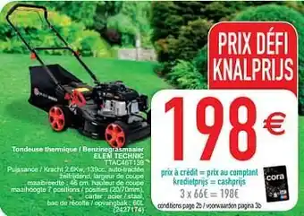 Cora Tondeuse thermique - benzinegrasmaaier elem technic ttac46t139 aanbieding