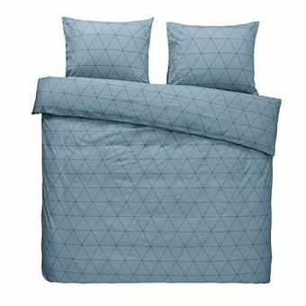 Leen Bakker Comfort dekbedovertrek Bologna - blauw - 200x200/220 cm - Leen Bakker aanbieding