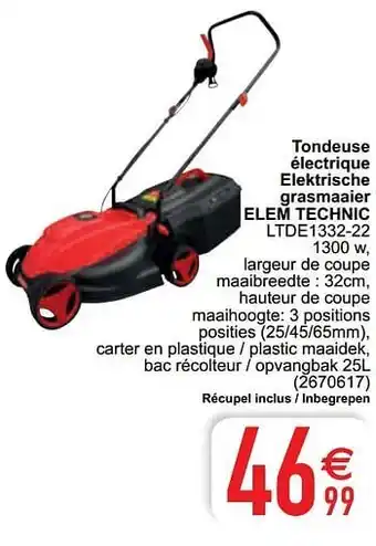 Cora Tondeuse électrique elektrische grasmaaier elem technic ltde1332-22 aanbieding