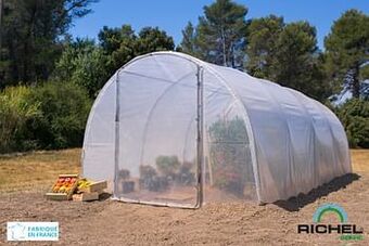 Brico Tunnelserre Richel 1 deur polyethyleen grijs transparant staal 300x600x200cm 18m² aanbieding