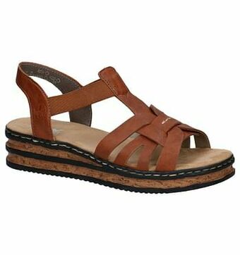 Torfs Rieker Cognac Sandalen met sleehak aanbieding