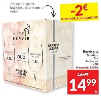 Intermarché Bordeaux drinkklaar duo rosé en wit aanbieding