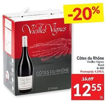Intermarché Côtes du rhône vieilles vignes rood aanbieding