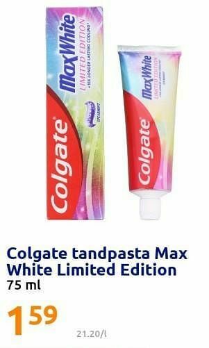 Action Colgate tandpasta max white limited edition aanbieding