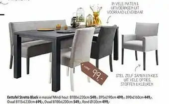 YGO Eettafel stretto black aanbieding