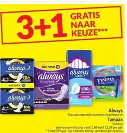 Intermarché Always tampax aanbieding