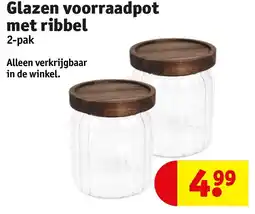 Kruidvat Glazen Voorraadpot met Ribbel aanbieding