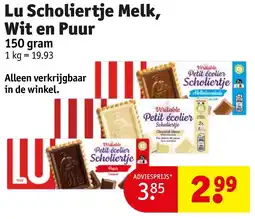 Kruidvat Lu Scholiertje Melk, Wit en Puur aanbieding
