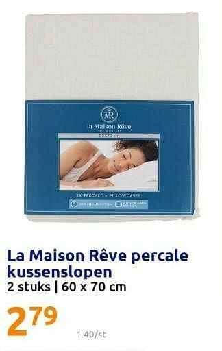Action La maison rêve percale kussenslopen aanbieding